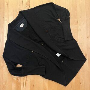 Cozy Wilfred Diderot Cocoon Wrap Shawl Cardigan Sweater XXS XS Black Brass Studs